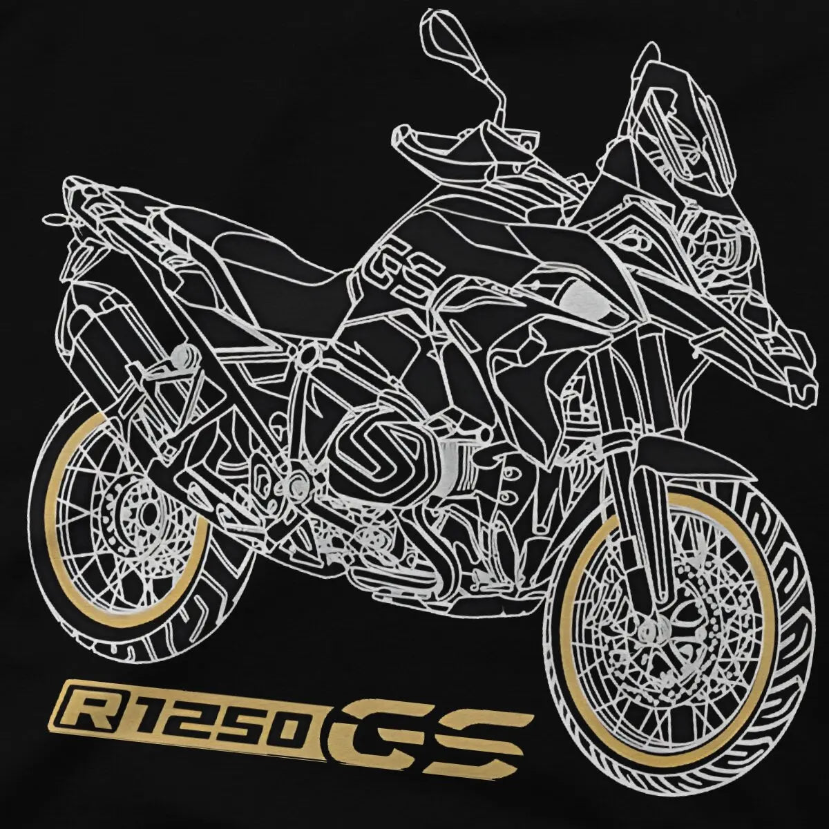 GS 1250 R 1250 GS Black Motorcycle T-Shirts for Men GS  Cotton Tees Short Sleeve T Shirts Printing Clothes