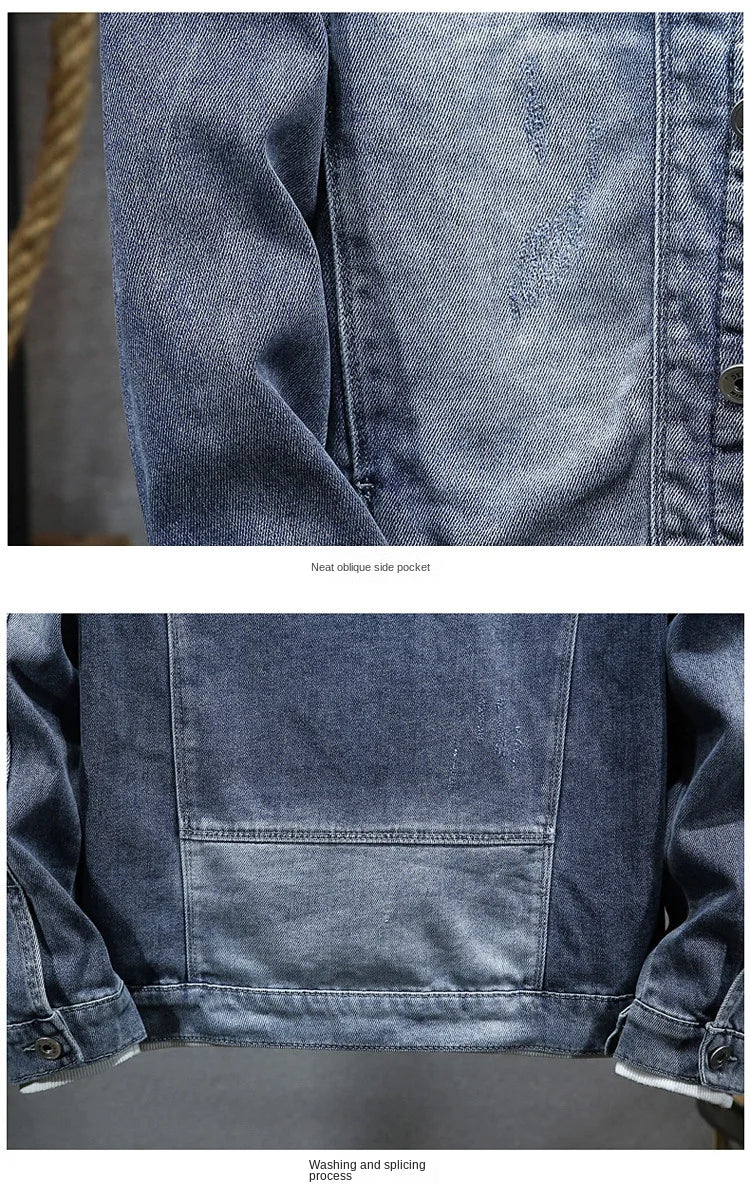 NoEnName Men's Casual Spring &amp; Autumn Solid Cotton-Polyester Jacket - Turn-Down Collar Single Breasted Coat