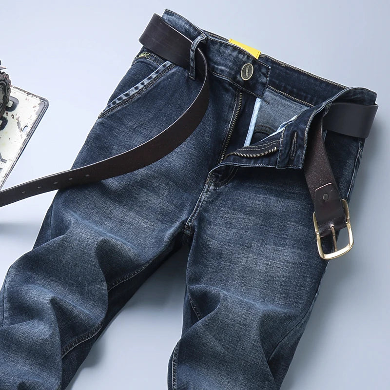 NoEnName_Null Slim Fit Mid-Waist Pencil Pants - Light Sand Wash Jeans for Men