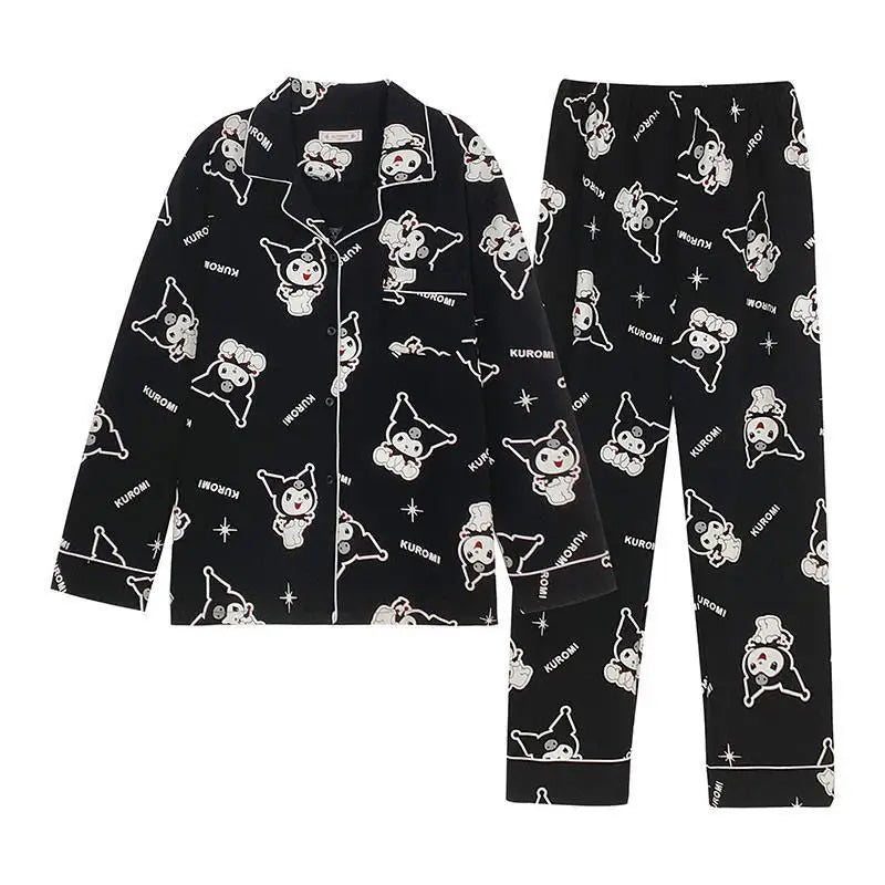 MINISO Sanrio Kuromi Pajama Set – Full-Length Cartoon Print for Couples, Y2K Inspired