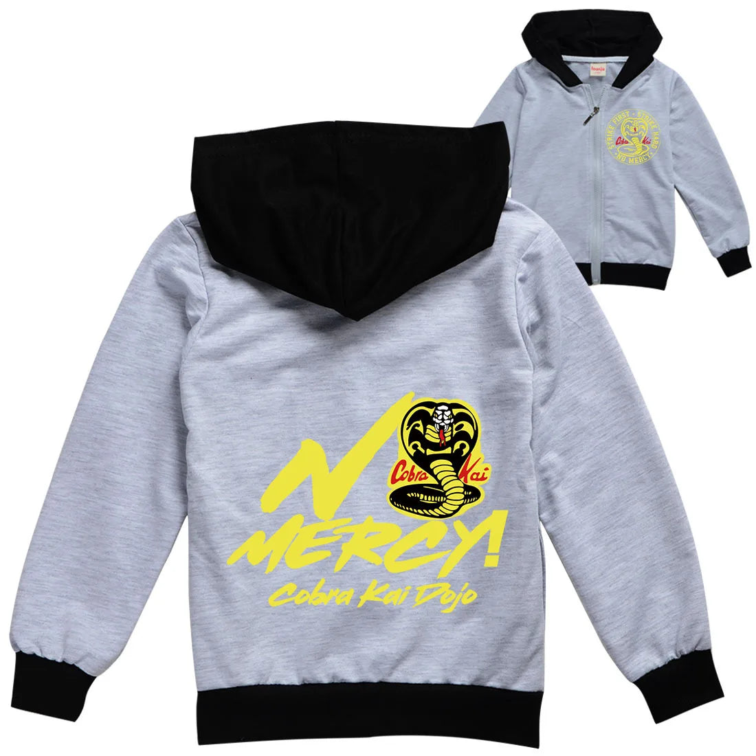 New Cartoon Cobra Kai Snake Printed Autumn outwear  Children Hooded Zipper Boys and girls jackets