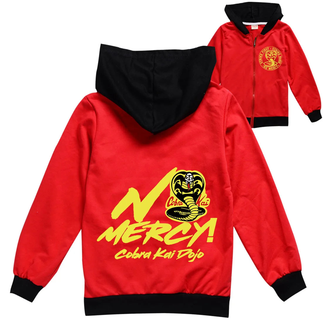 New Cartoon Cobra Kai Snake Printed Autumn outwear  Children Hooded Zipper Boys and girls jackets