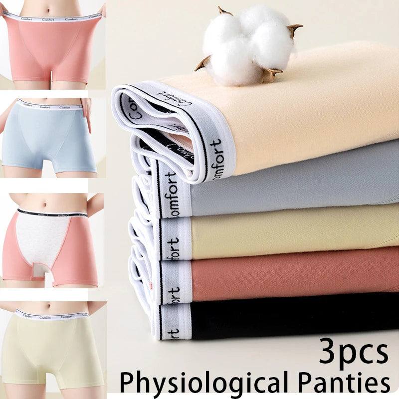 3pcs Cotton Menstrual Physiological Leak Proof ladies Underwear High Waist Safety Briefs