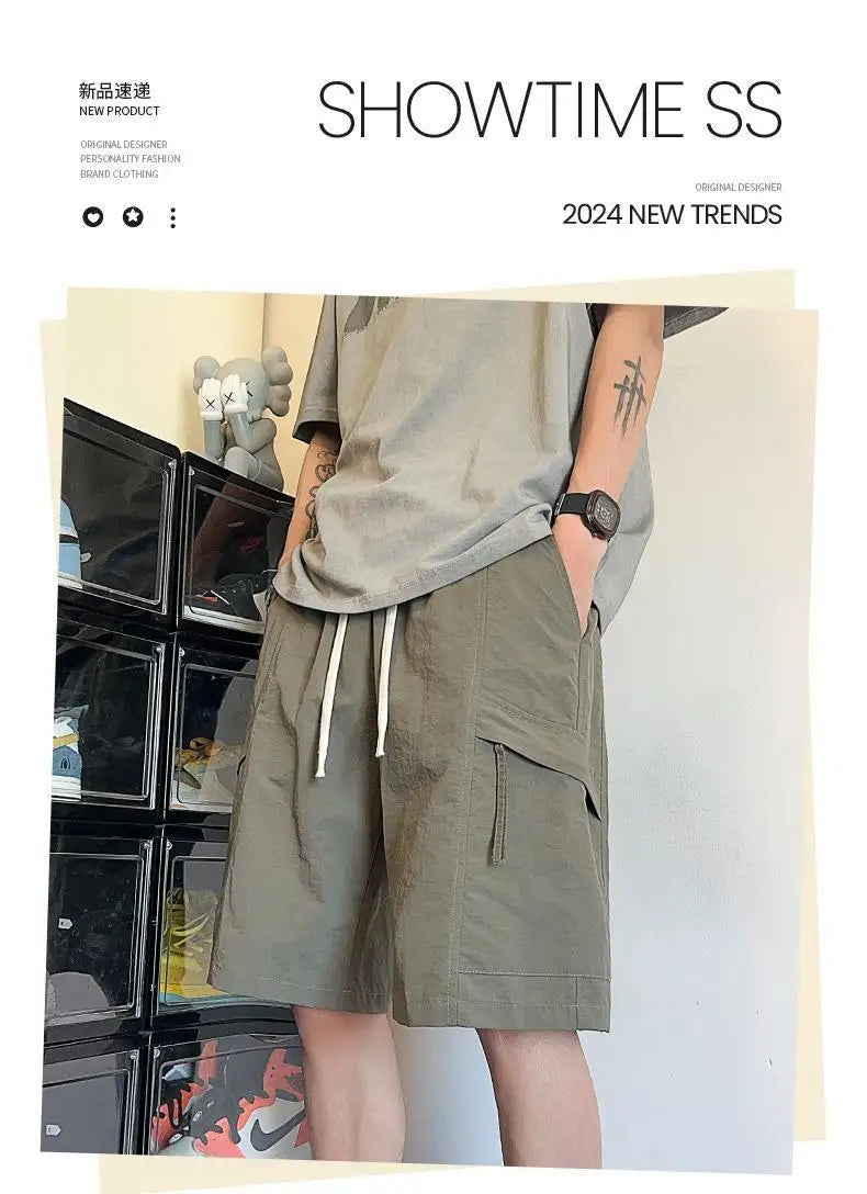 Men’s Casual Solid Color Polyester Summer Shorts – Lightweight &amp; Breathable