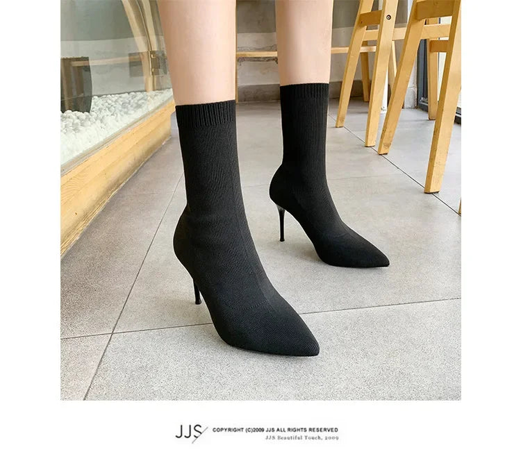 Sexy Boots Knitting Stretch Boots High Heels for Women