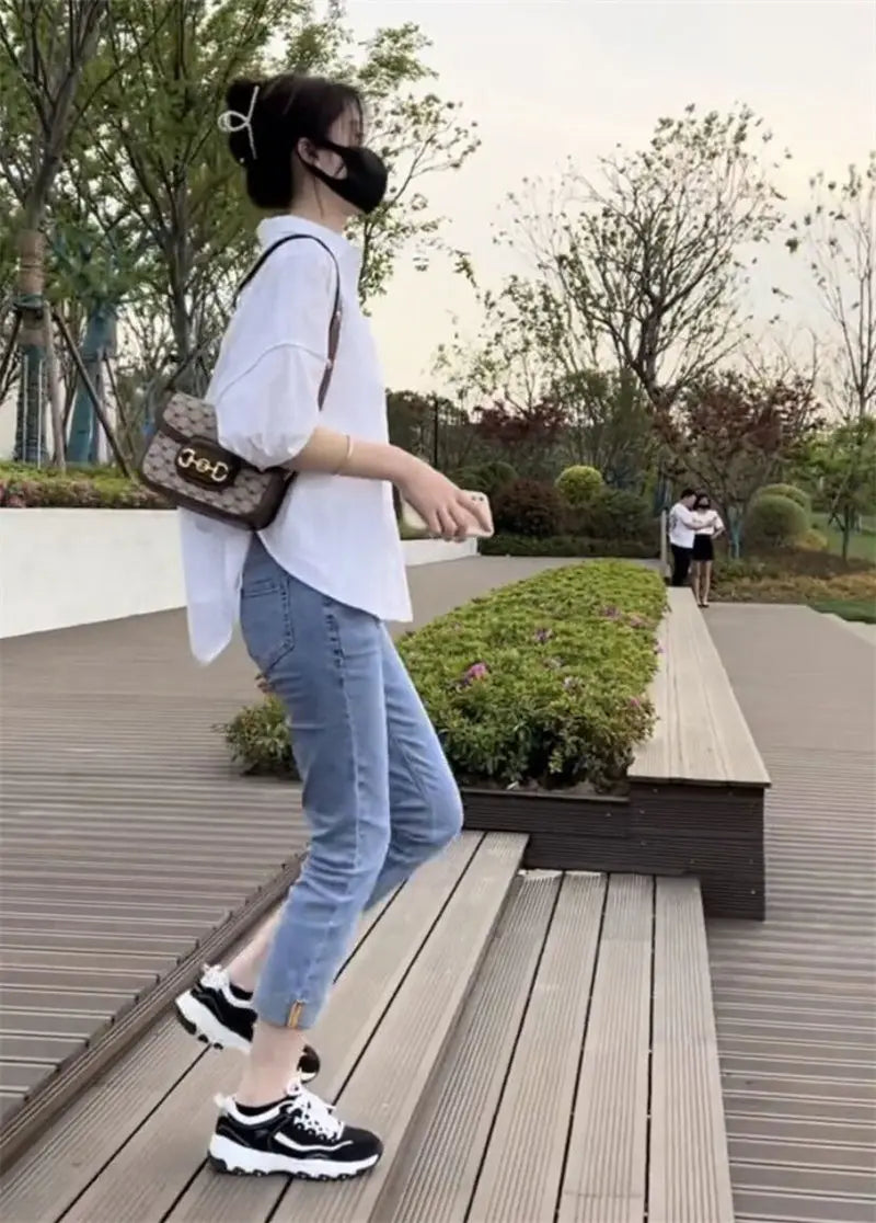 NoEnName_Null Women's Loose Fit Casual Shirt – Turn-down Collar Batwing Sleeve Cardigan