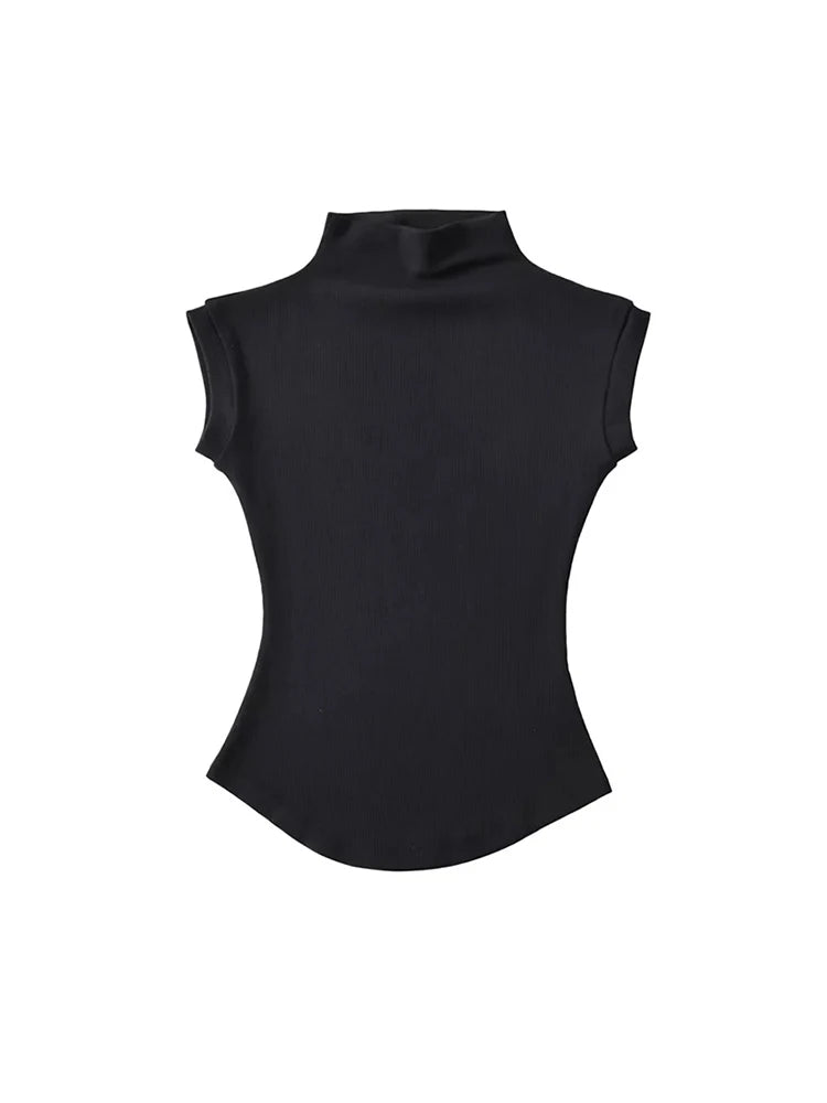 Women's Sleeveless Turtleneck Slim Fit Knit Top Summer 2024 by TODOBLACK