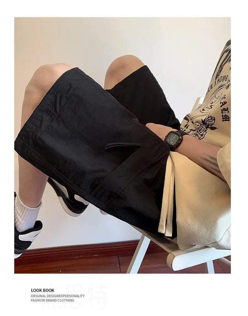 Men’s Casual Solid Color Polyester Summer Shorts – Lightweight &amp; Breathable