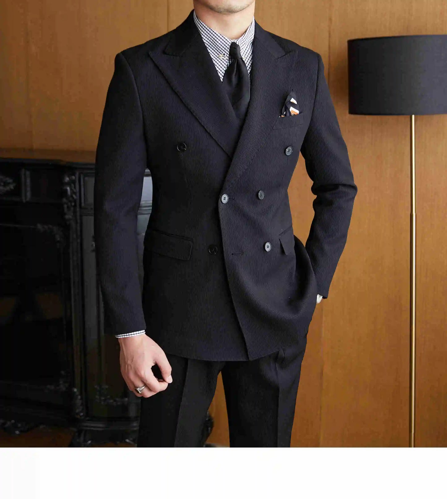 High Quality Double Breasted Suit 2 Pieces designed for Wedding, as well as for Business Formal Casual  Office.