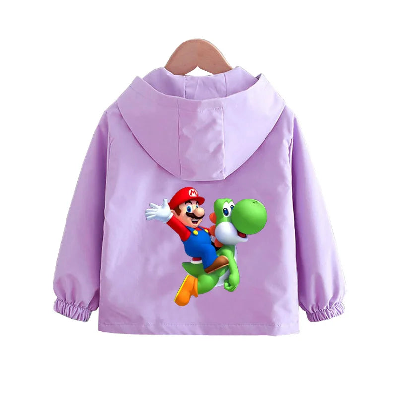 Spring Boys and Girls Cartoon Super Mario Zipper Hoodies Jacket for 1-10 Years