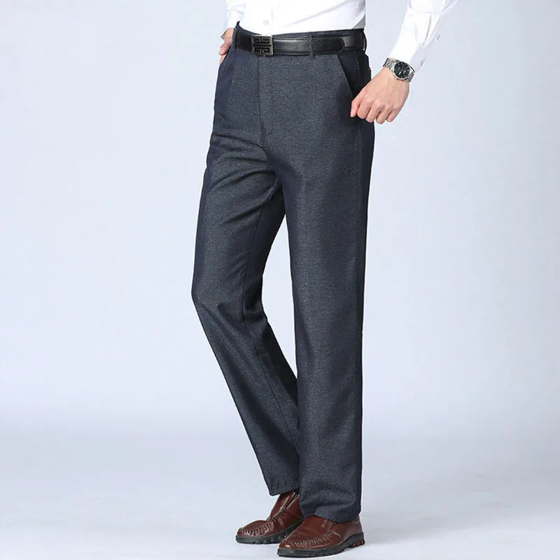 Spring Autumn New Business Office Streetwear Fashion Men's Solid Pocket Loose Casual Straight Full Trousers 29-40