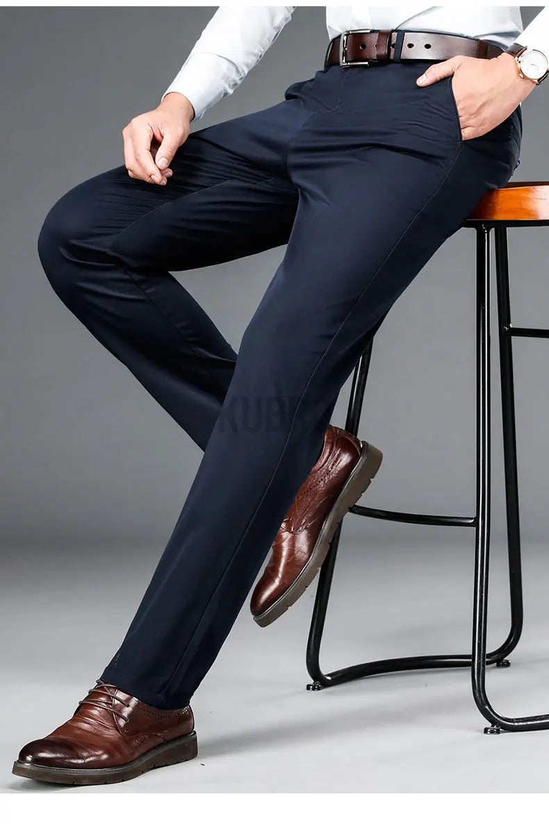 KUBRO High Quality Men's Clothing Autumn Winter Office Business Casual Trousers American Elegant Loose Straight Cargo Pants