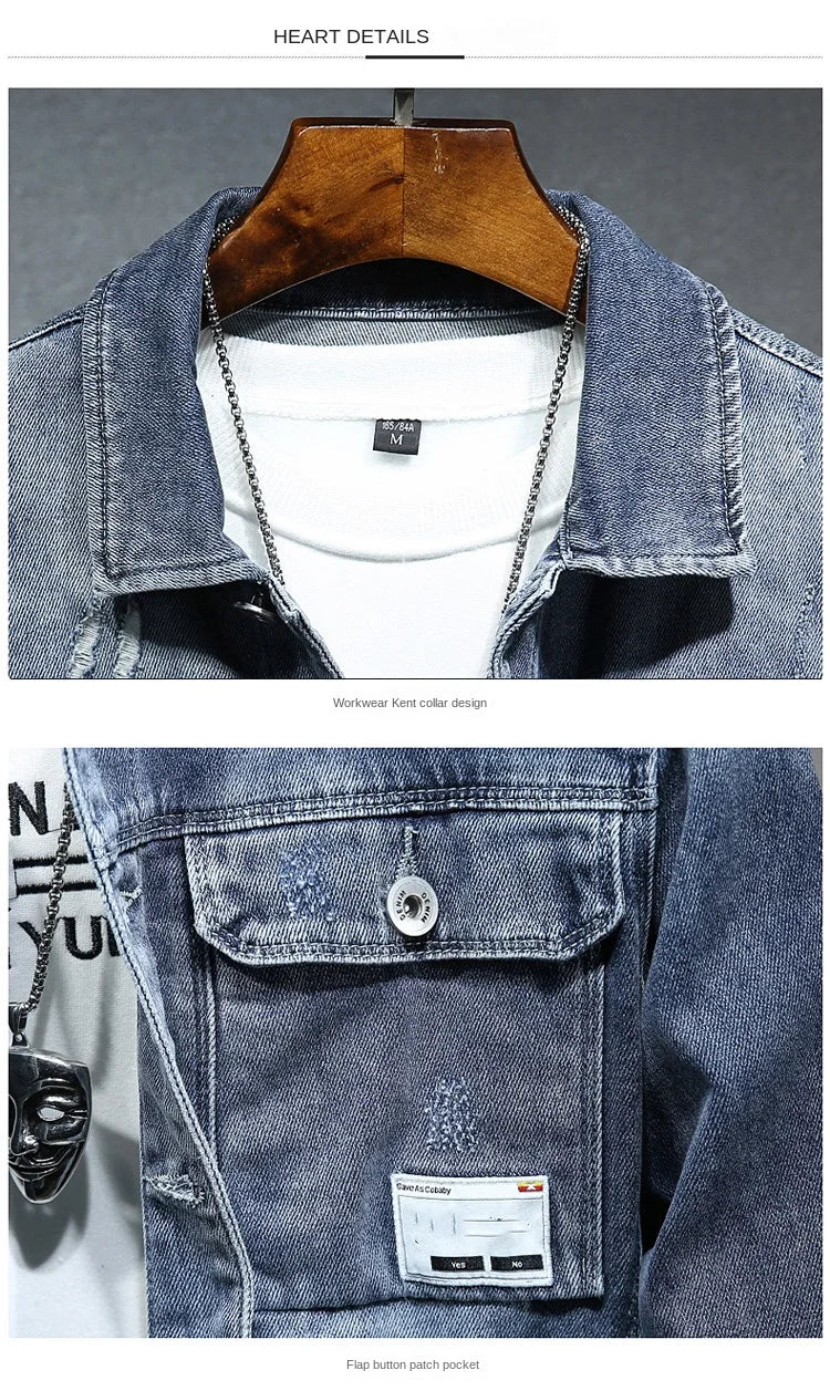 NoEnName Men's Casual Spring &amp; Autumn Solid Cotton-Polyester Jacket - Turn-Down Collar Single Breasted Coat