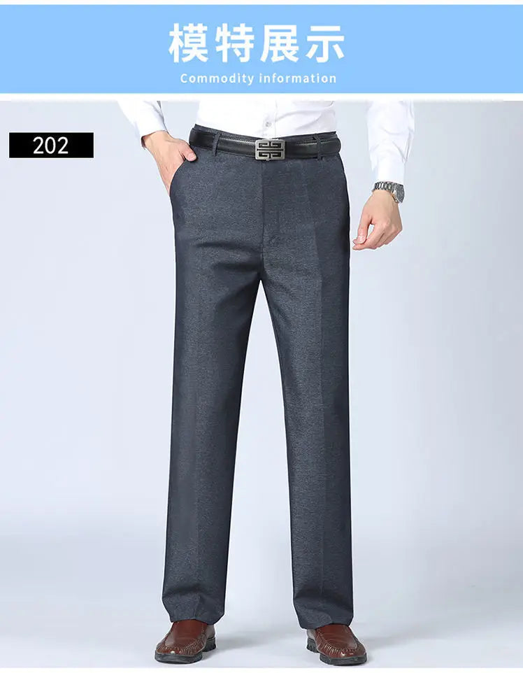 Spring Autumn New Business Office Streetwear Fashion Men's Solid Pocket Loose Casual Straight Full Trousers 29-40