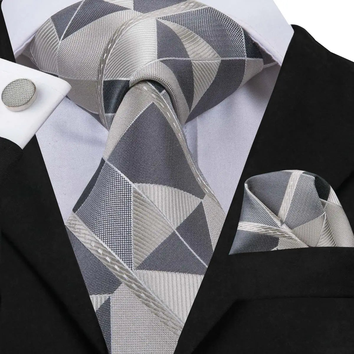 Hi-Tie Silk Neck Tie Set for Men – Patchwork Design