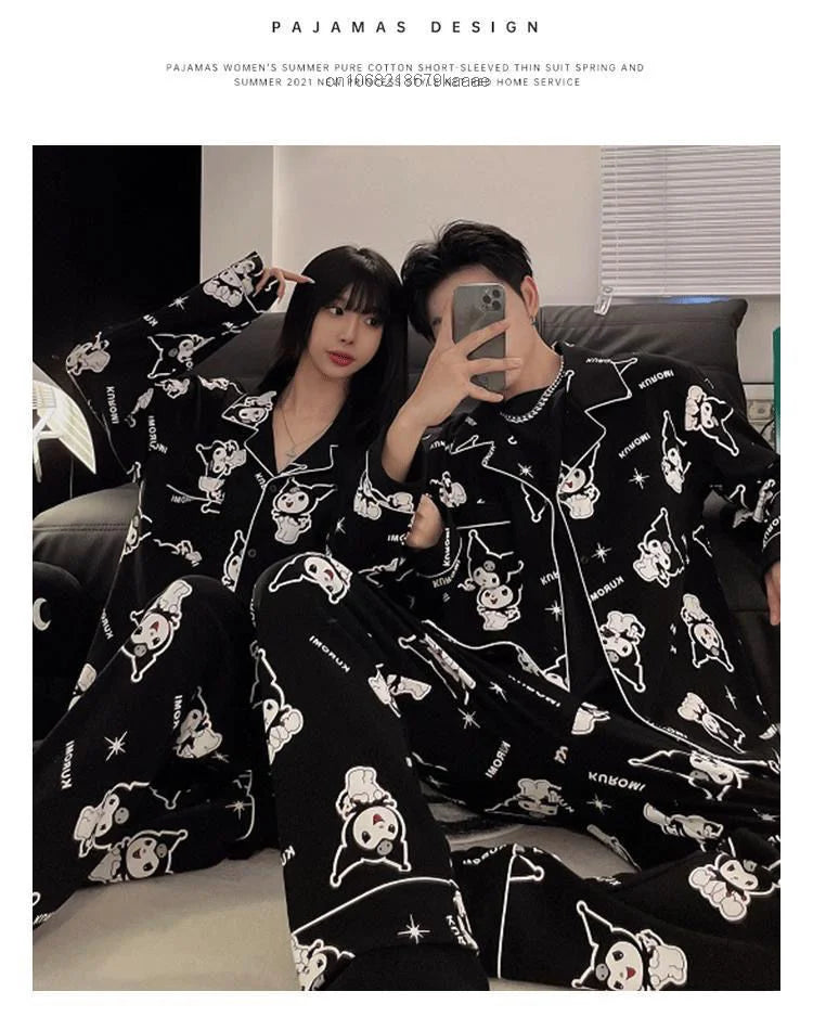 MINISO Sanrio Kuromi Pajama Set – Full-Length Cartoon Print for Couples, Y2K Inspired