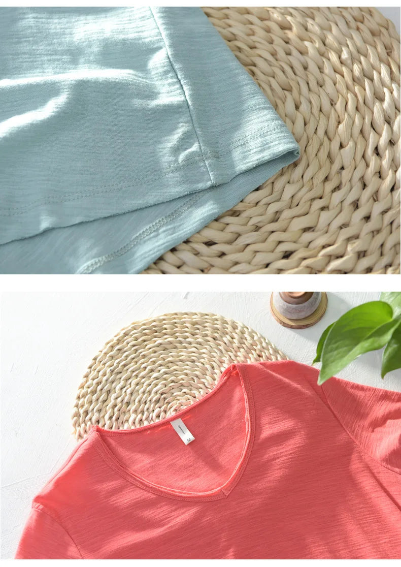 FAVOCENT Men’s V-Neck Bamboo Fiber Cotton-Polyester Casual Tee – Comfortable &amp; Stylish for Summer