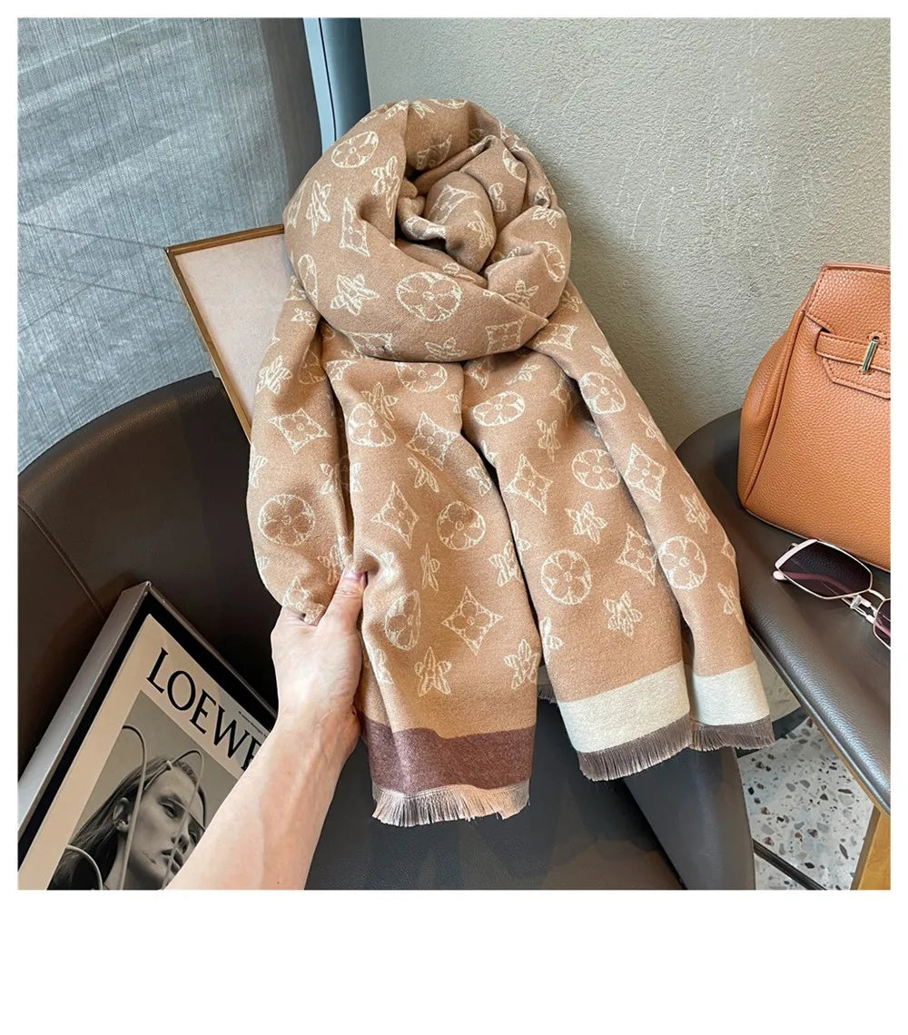 Big-name scarf women's new winter 2024 thick warm cashmere-like scarf with high sense and multi-functional shawl dual-purpose