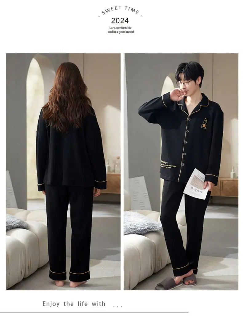 QANSCOCO Women's Cotton Pajama Set – Full Sleeve, Ankle-Length Pants with Letter Pattern for Spring