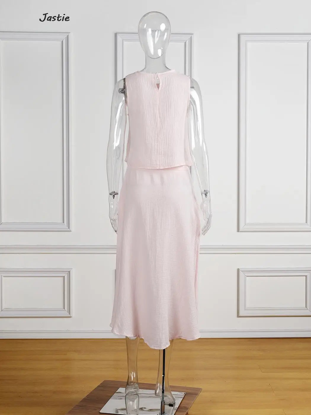 JASTIE Women's Casual A-Line Sleeveless Jersey Dress – Mid-Calf Length, Spring/Summer Style