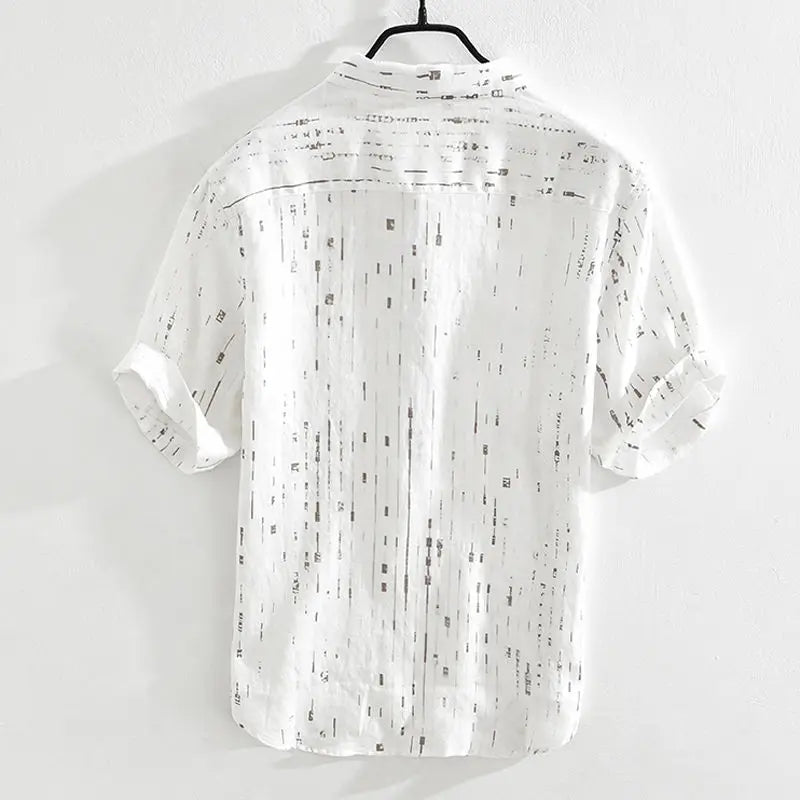 Summer Men Clothing 2025 New Fashion Casual Versatile Shirt Short-sleeved Top Loose Printed Thin