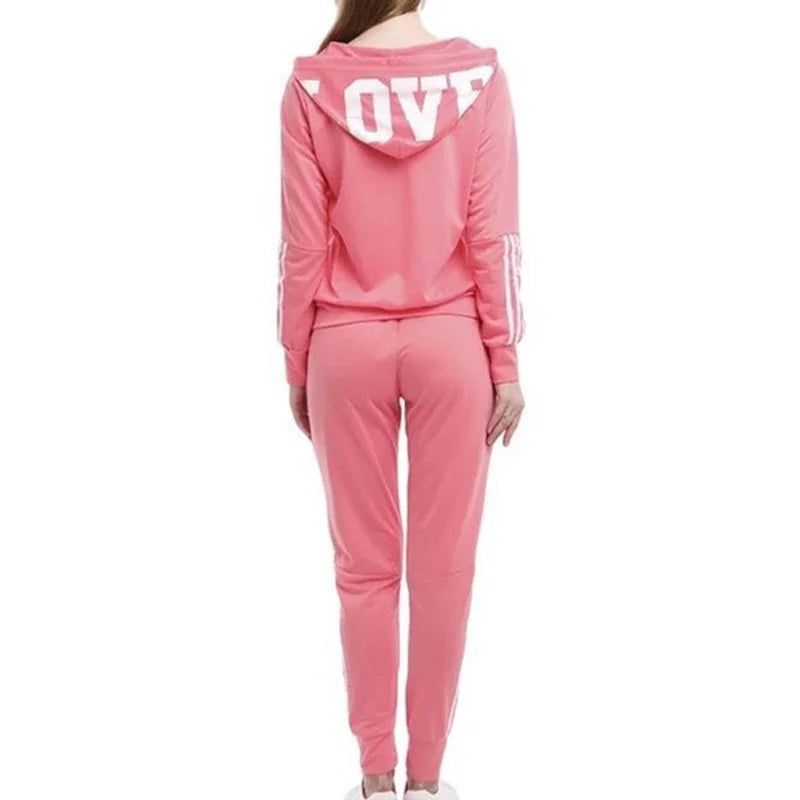 Newest  Fashion jogging Women Track Suits Sports Wear Cherry Printed Hoodies+Sweatpants