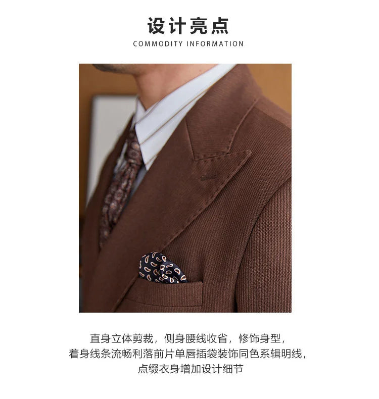 High Quality Double Breasted Suit 2 Pieces designed for Wedding, as well as for Business Formal Casual  Office.