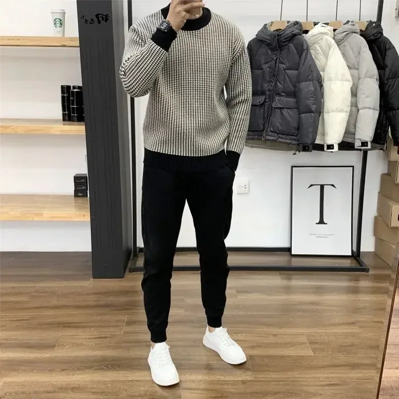 Man Round Collar jumper for Men Pullovers Crewneck Black Spring Autumn Designer Luxury versatile Elegant outfit