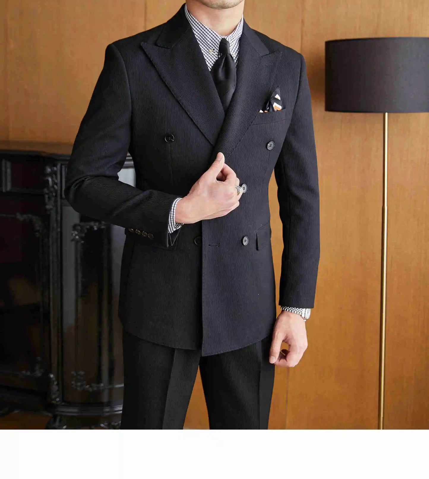 High Quality Double Breasted Suit 2 Pieces designed for Wedding, as well as for Business Formal Casual  Office.