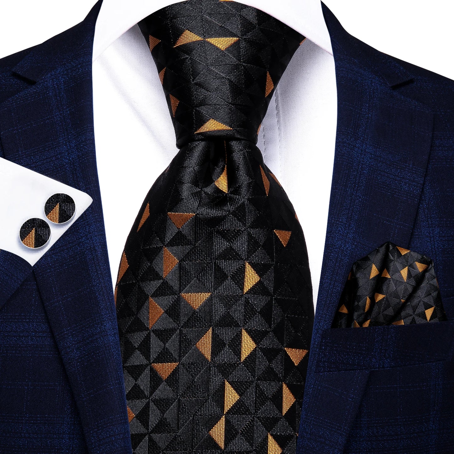 Hi-Tie Silk Neck Tie Set for Men – Patchwork Design