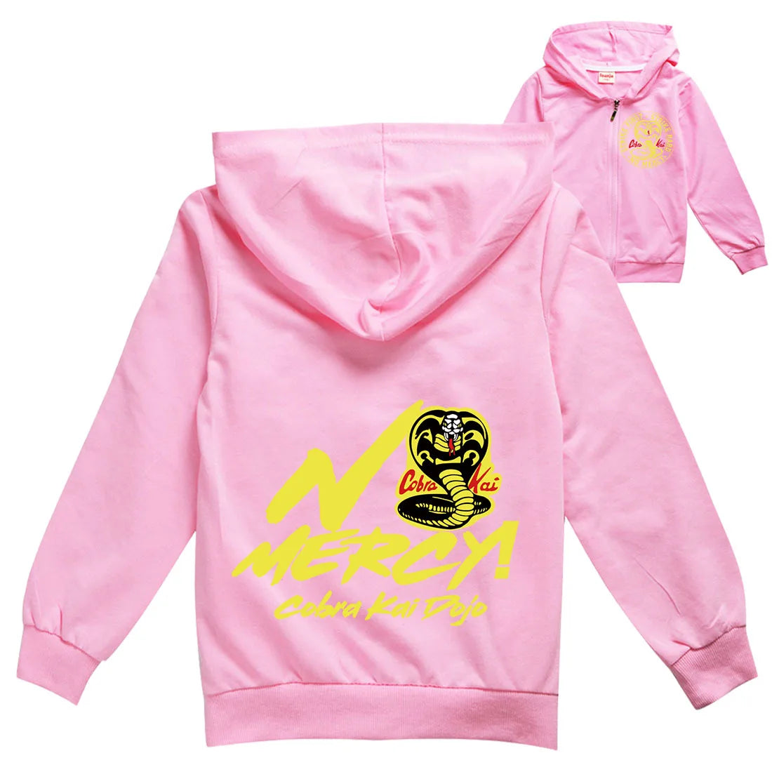 New Cartoon Cobra Kai Snake Printed Autumn outwear  Children Hooded Zipper Boys and girls jackets