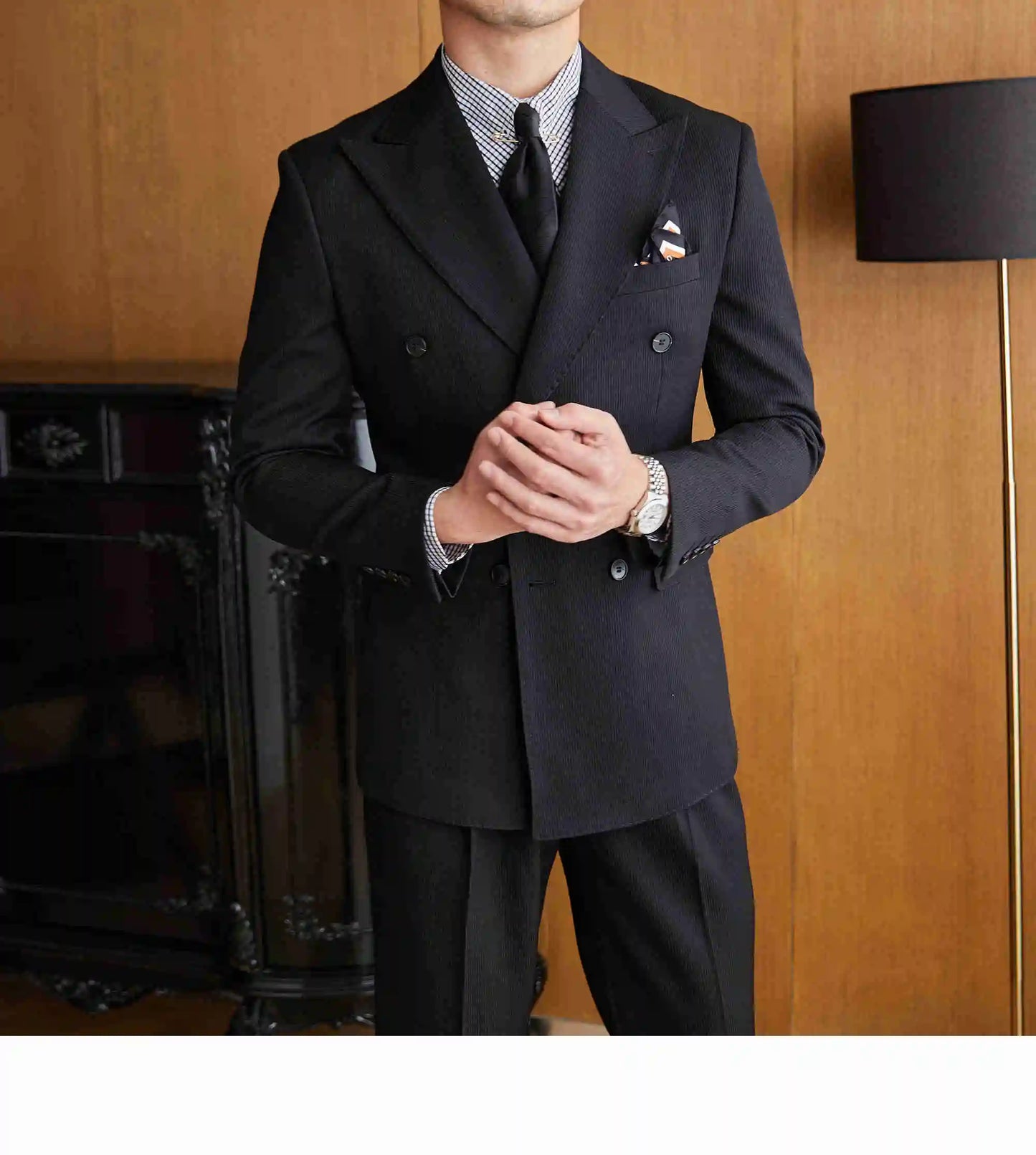 High Quality Double Breasted Suit 2 Pieces designed for Wedding, as well as for Business Formal Casual  Office.