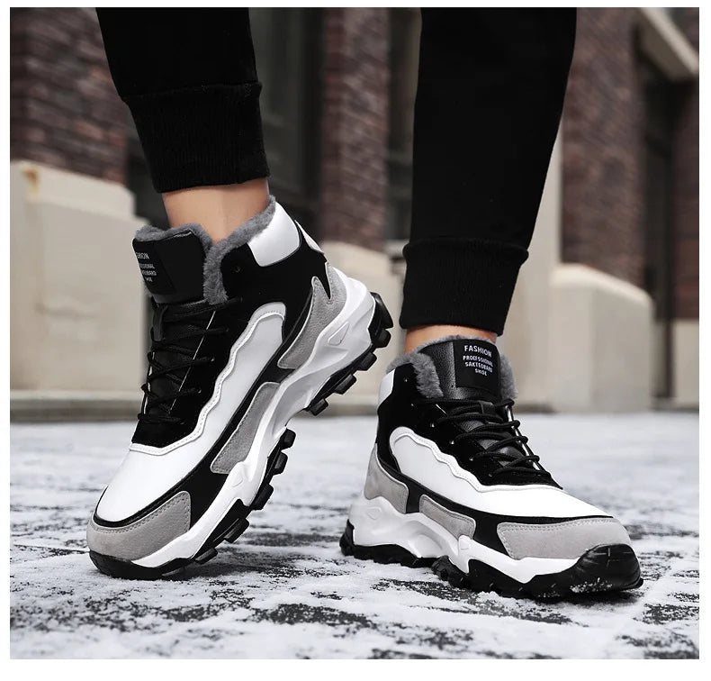 Winter Mens Casual Sneakers Fleece Keep Warm  Men High Top Plus Fur Cotton Large Size men shoes.