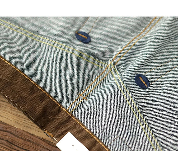 Autumn American Retro 15.5OZ Primary Colour Red Ear Selvedge Denim Jeans Men's 100% Cotton Washed Old Heavyweight Straight Pants