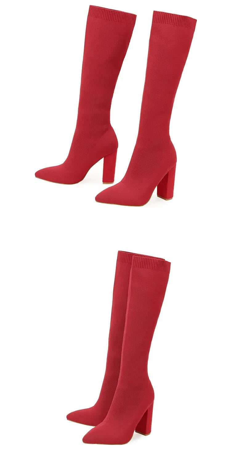 Women's High Heels Stretch Knee Sock Boots ideally for Stripper Winter Snow Boots