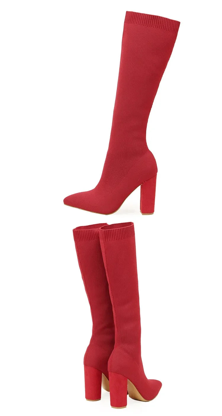 Women's High Heels Stretch Knee Sock Boots ideally for Stripper Winter Snow Boots