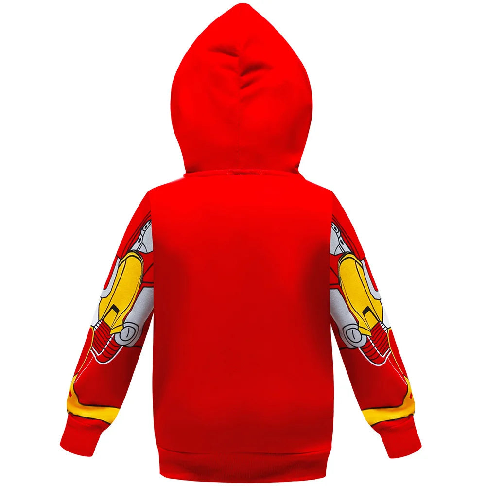 Kids Spiderman Hulk Thor Iron Man Hoodies Cosplay  Cartoon Print Zipper Hooded Jacket for Children