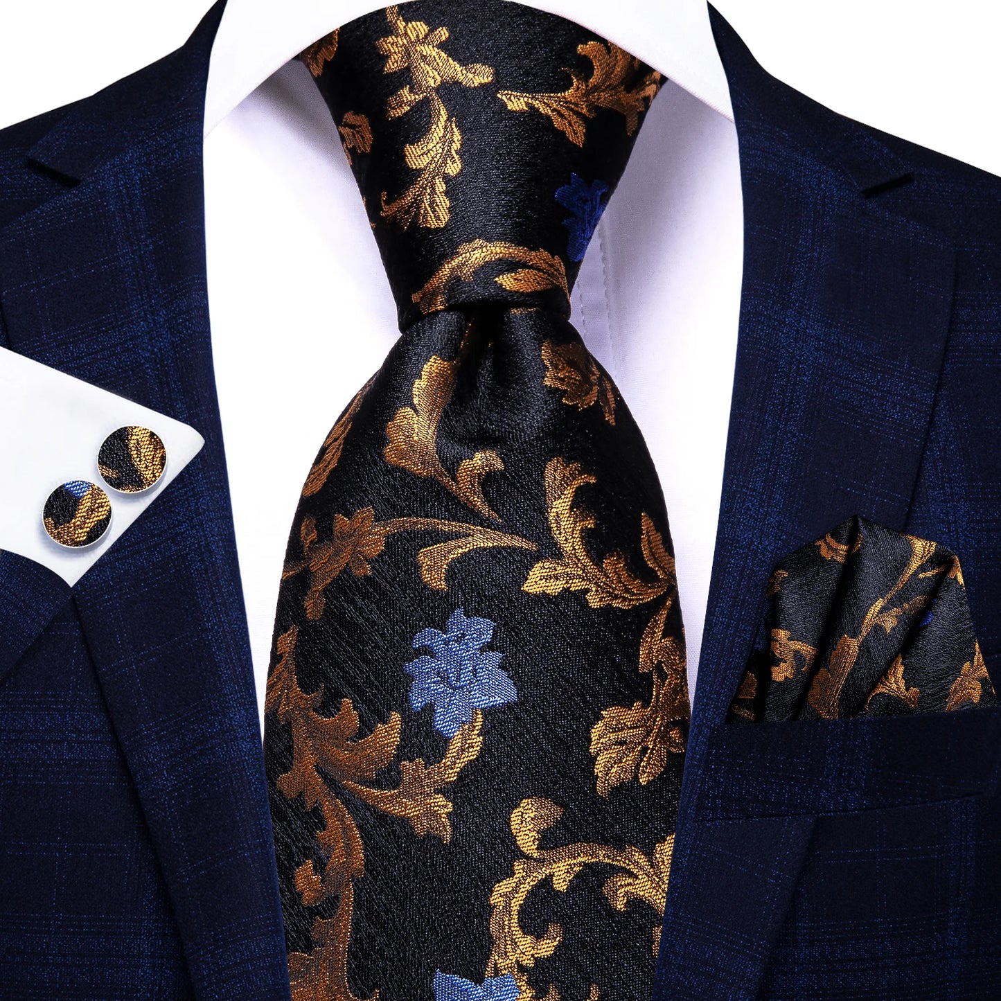 Hi-Tie Silk Neck Tie Set for Men – Patchwork Design