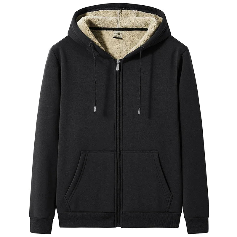 Big Size Men Winter Thick Warm Hoodie Zip-up jacket