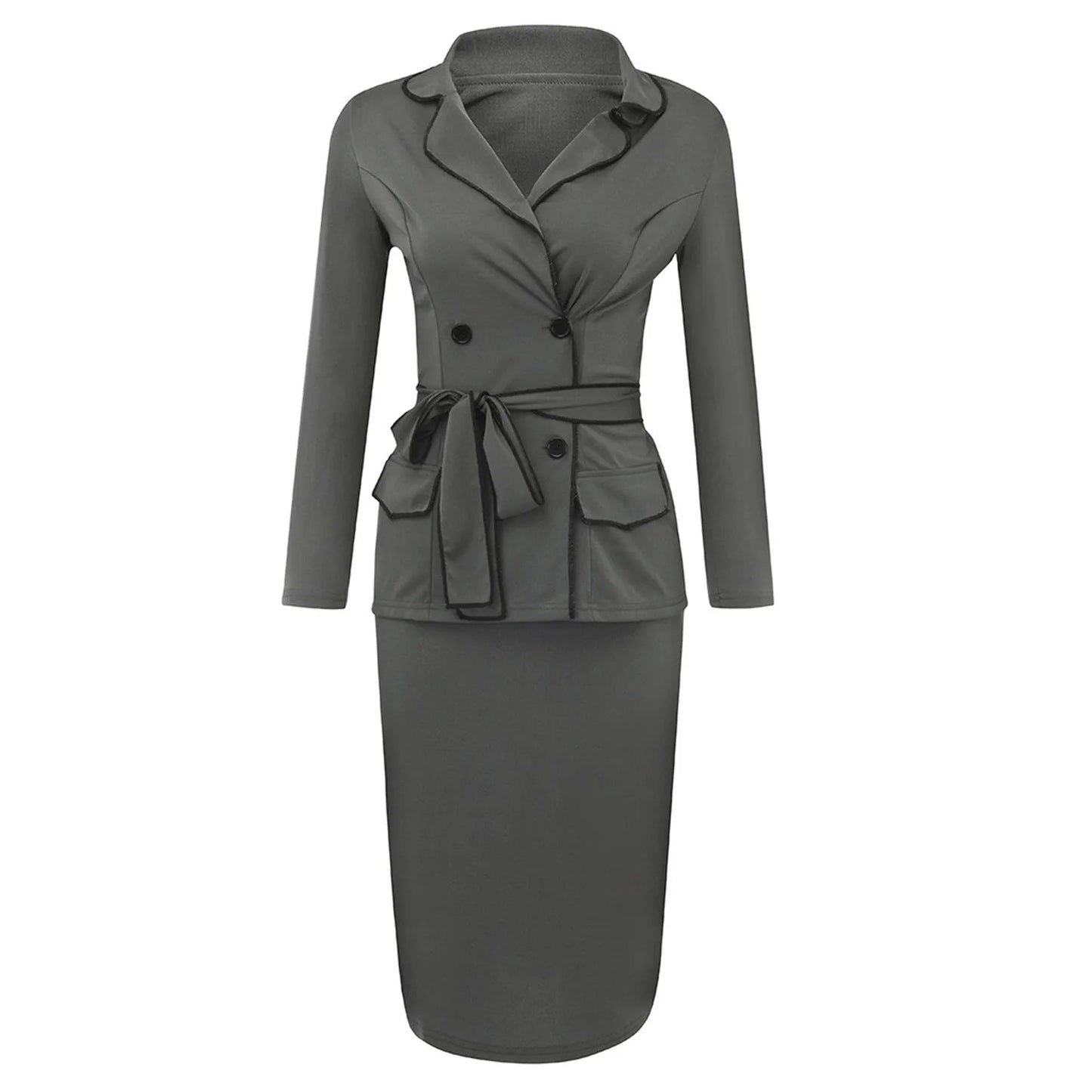 Women Suit Office Work Wear gray Dress Suit Women Suits Office Sets Skirt Long Sleeve Zipper Set Blazer Skirt Set костюм