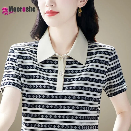 Moeroshe Casual Contrast Color Cotton Polo Shirt – Summer 2024 Collection