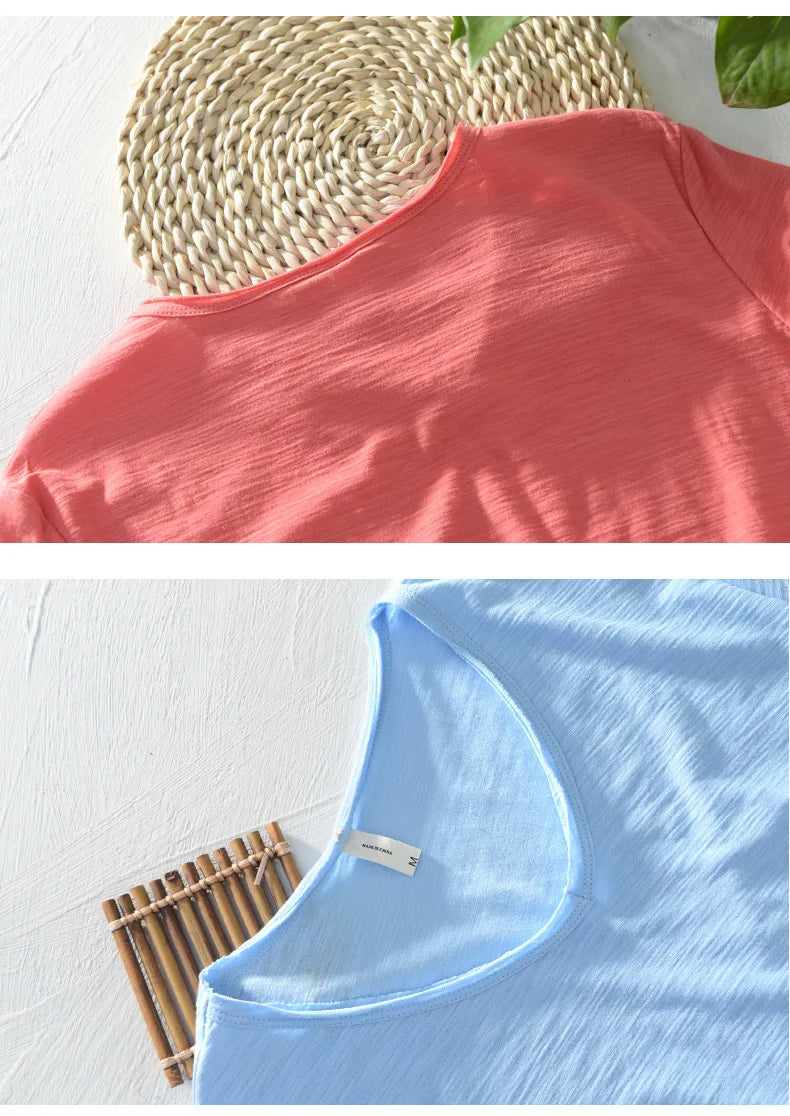 FAVOCENT Men’s V-Neck Bamboo Fiber Cotton-Polyester Casual Tee – Comfortable &amp; Stylish for Summer