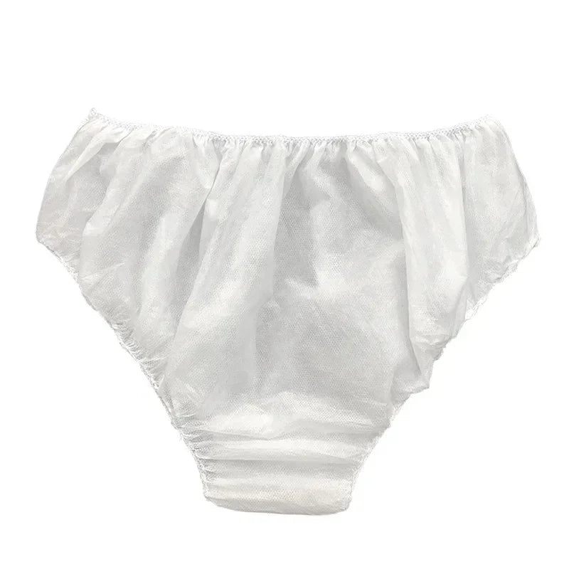 24 Pcs/Set Travel Portable Disposable Non Woven Paper Briefs Panties Underwear White Regular Emergency Underpants for ideally for unisex.