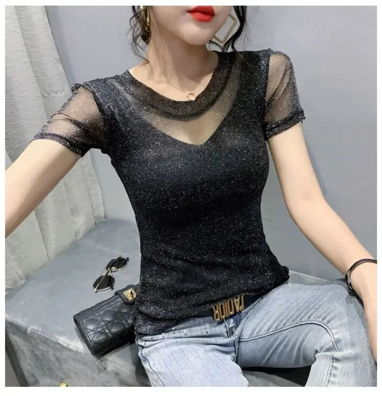 NoEnName_Null Women's Casual O-Neck Summer Tee – Solid Color, Slight Stretch, Short Sleeves