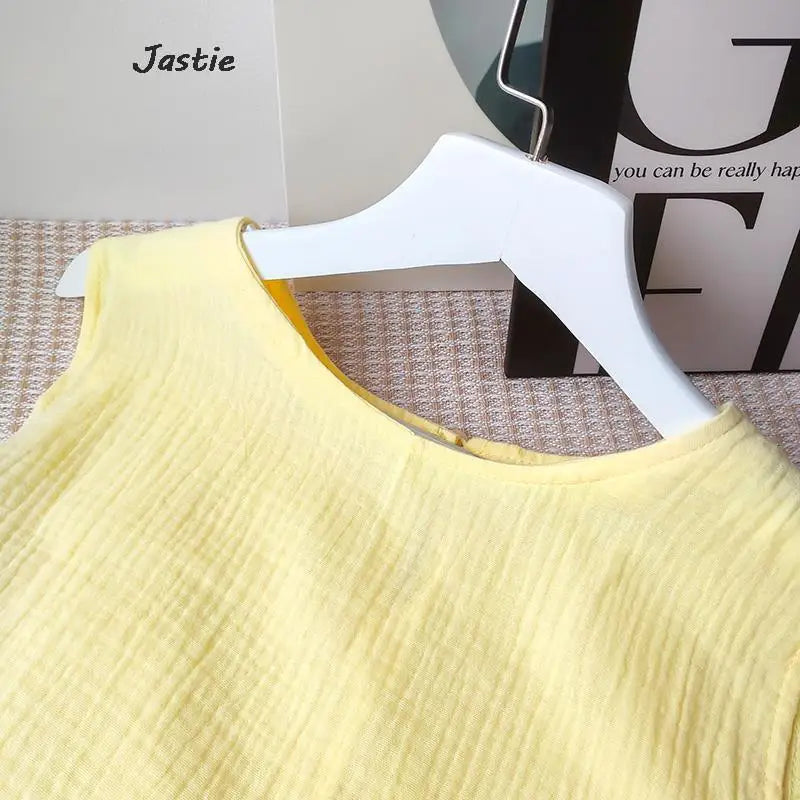 JASTIE Women's Casual A-Line Sleeveless Jersey Dress – Mid-Calf Length, Spring/Summer Style