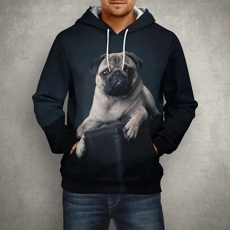 Funny PugDog 3D Print Men and Women Hoodies Autumn And Spring Oversize Jackets