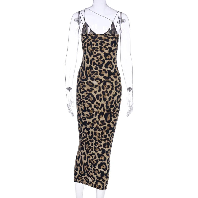 Trendy Leopard Print Sleeveless Maxi Dress for Women