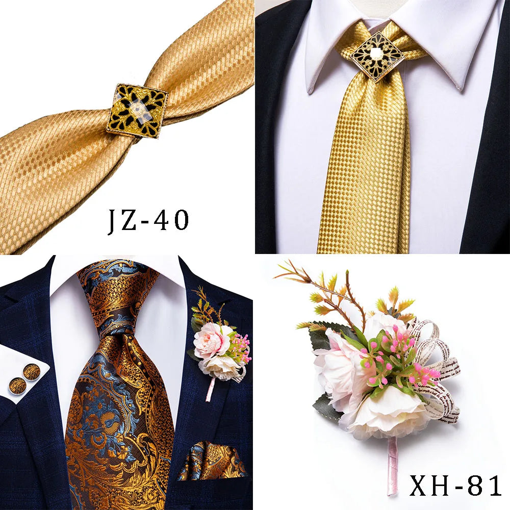 Hi-Tie Silk Neck Tie Set for Men – Patchwork Design