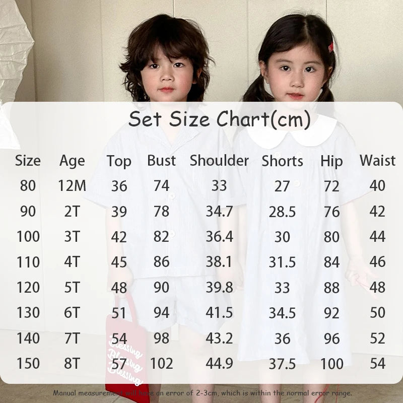 MILANCEL Unisex Summer Cotton Clothing Set for Kids (Ages 4–6) – Striped Short Sleeve Shirt and Shorts