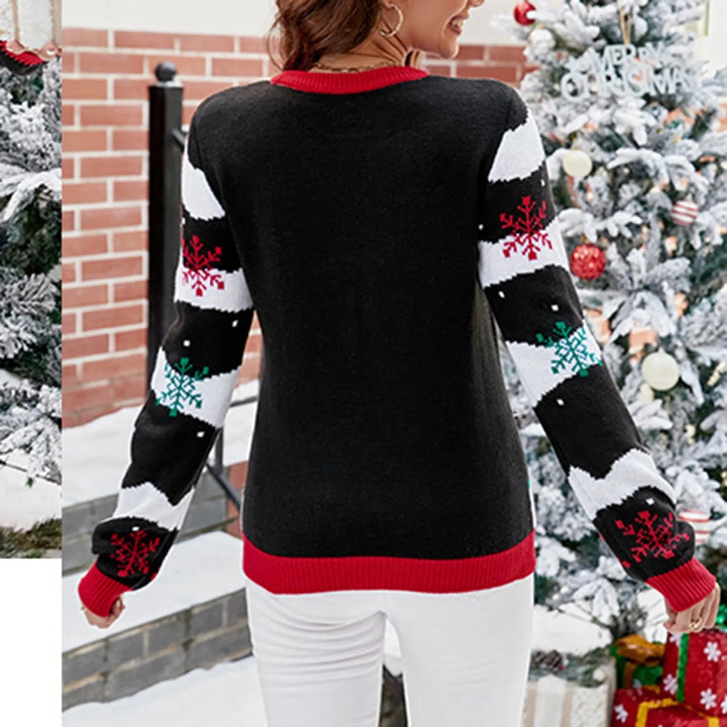 Women's Autumn and Winter New Christmas Casual Round Neck Embroidered Jumper.